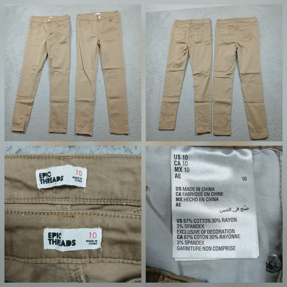 Epic Threads Girls Skinny Pants Lot of 2 Size 10 Khaki Stretch‎ Jeans